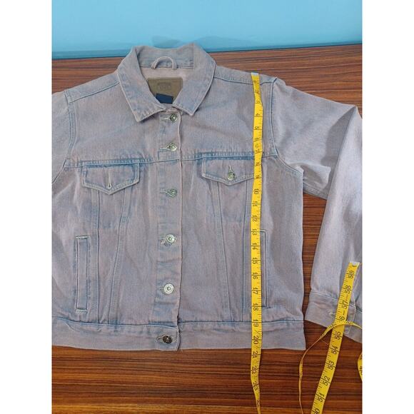 Route 66 Denim Jean Jacket Pink/Purple Size Medium Womens Button Up - Picture 8 of 9